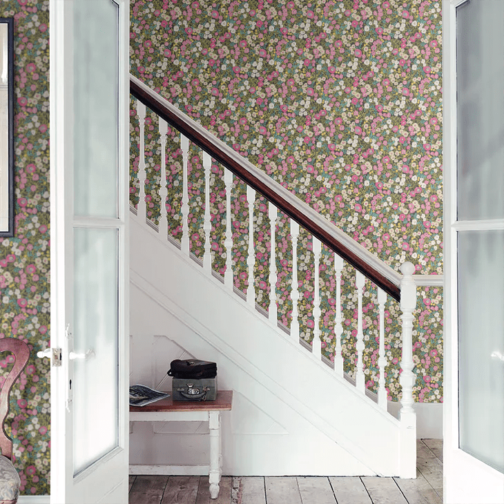 Flora Ditsy Wallpaper - Fuchsia & Jet - Ohpopsi - GHS50113W - Premier Wallcovering