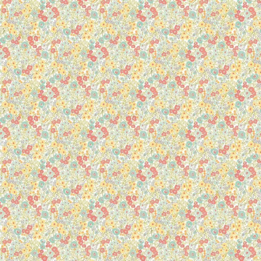 Flora Ditsy Wallpaper - Coral & Sky - Ohpopsi - GHS50115W - Premier Wallcovering