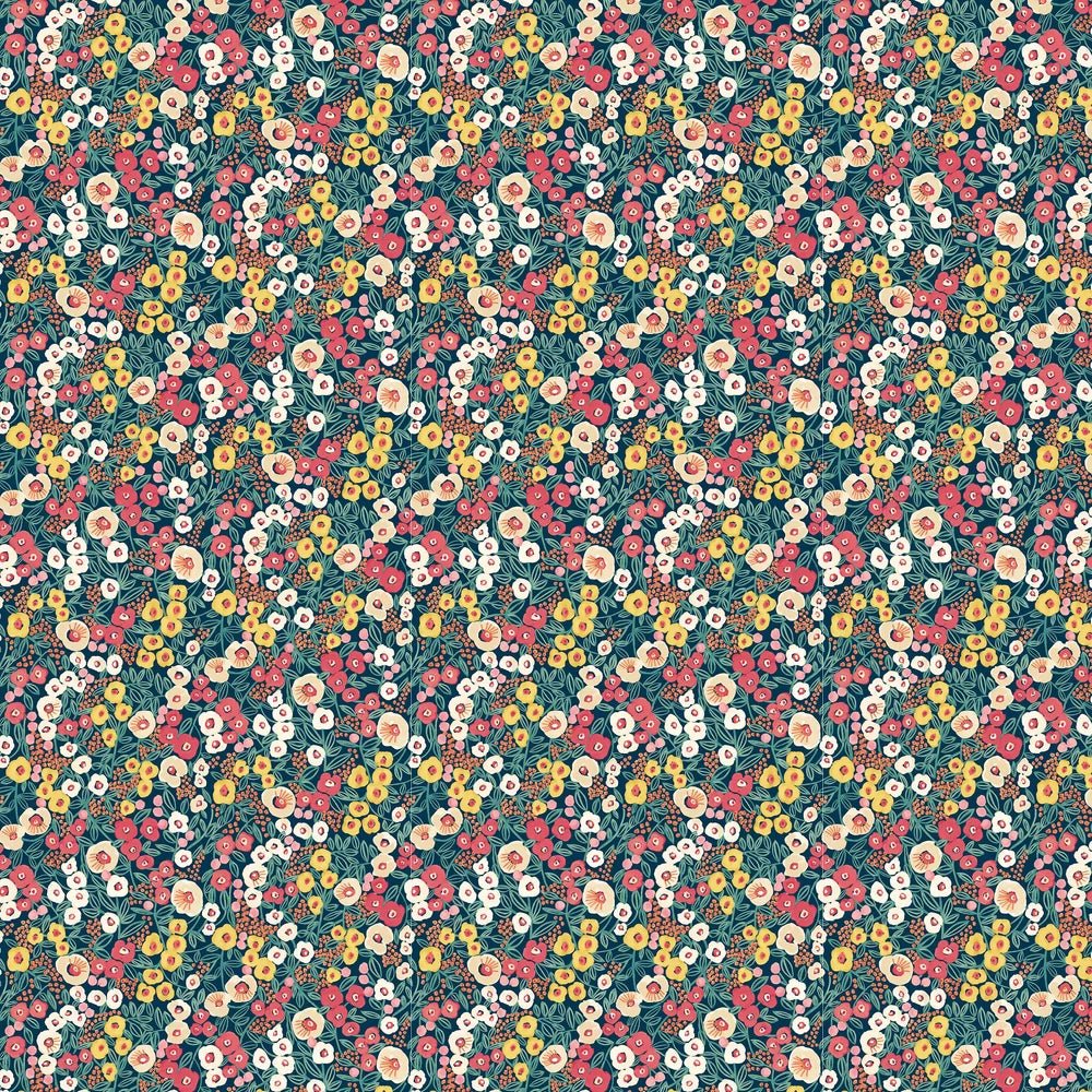 Flora Ditsy Wallpaper - Indigo & Coral - Ohpopsi - GHS50112W - Premier Wallcovering