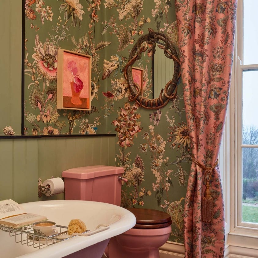 Flora Fantasia Jacquard Fabric -  Bisque - House of Hackney - 1-FA-FLF-JQ-PNK-XXX-XXX - Premier Wallcovering