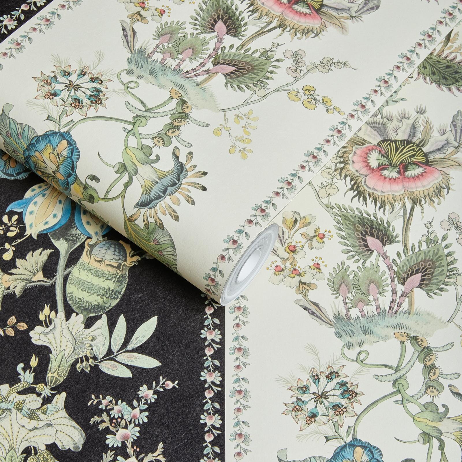 Flora Fantasia Stripe Wallpaper - Noir - House of Hackney - 1 - WA - FLF - DI - STR - XXX - 004 - Premier Wallcovering
