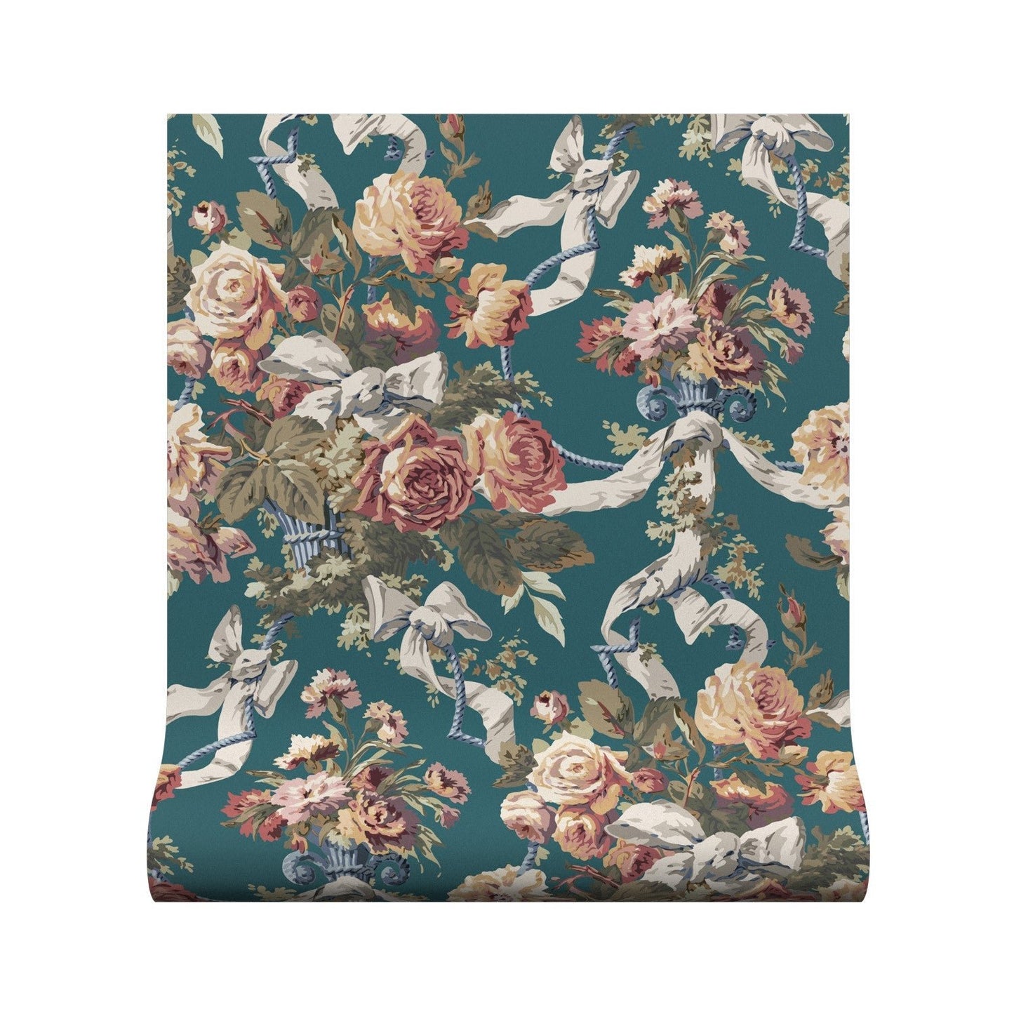 Flora Wallpaper - Teal - Warner House - Premier Wallcovering