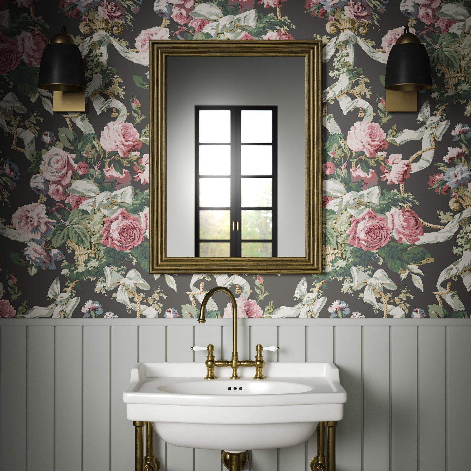 Flora Wallpaper - Noir - Warner House - Premier Wallcovering