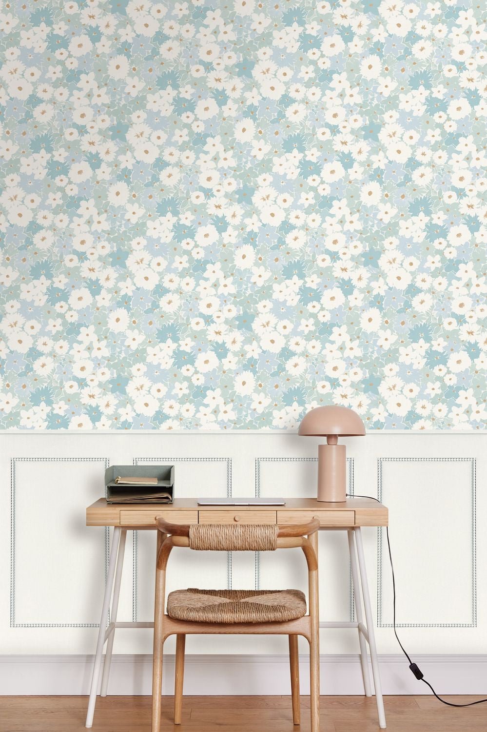 Flora Wallpaper - Bleu - Caselio - 104416659 - Premier Wallcovering