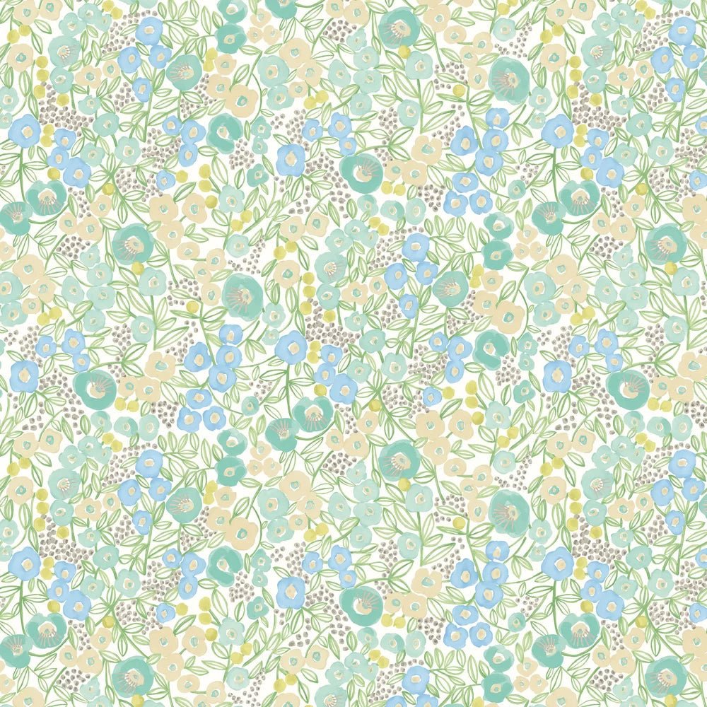 Flora Wallpaper - Teal - Ohpopsi - GHS50119W - Premier Wallcovering