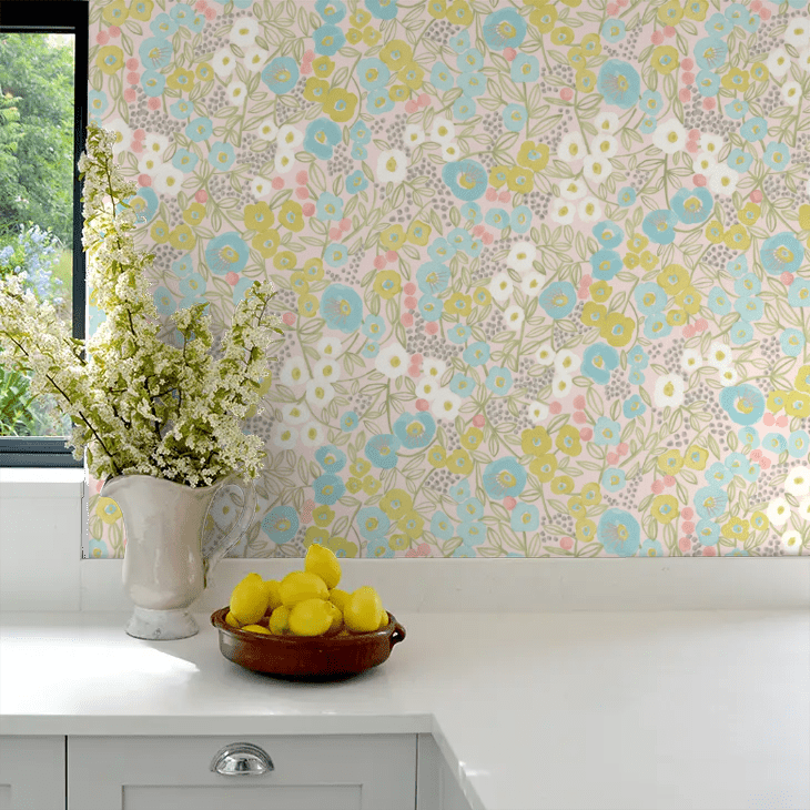 Flora Wallpaper - Blush & Lime - Ohpopsi - GHS50120W - Premier Wallcovering