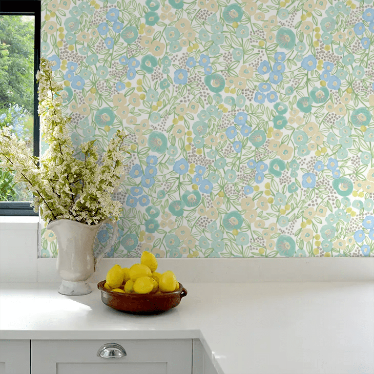 Flora Wallpaper - Teal - Ohpopsi - GHS50119W - Premier Wallcovering