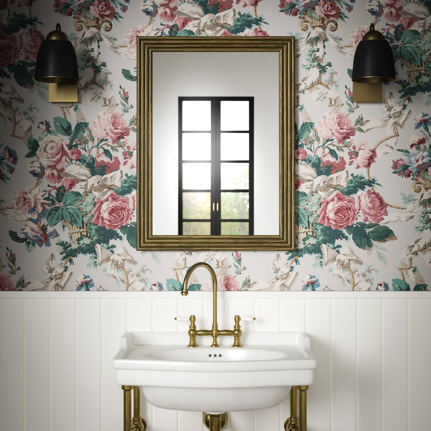 Flora Wallpaper - Stone - Warner House - Premier Wallcovering