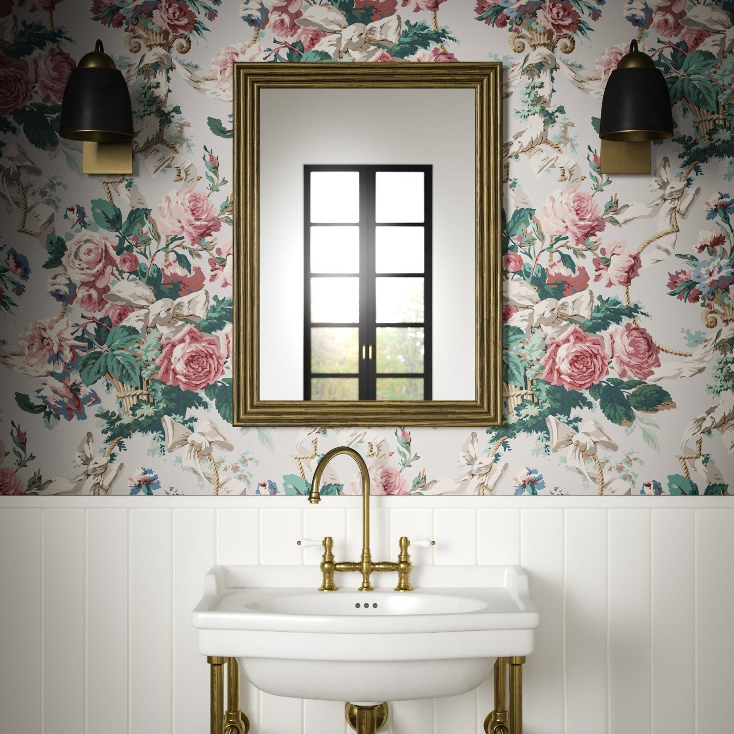 Flora Wallpaper - Stone - Warner House - Premier Wallcovering