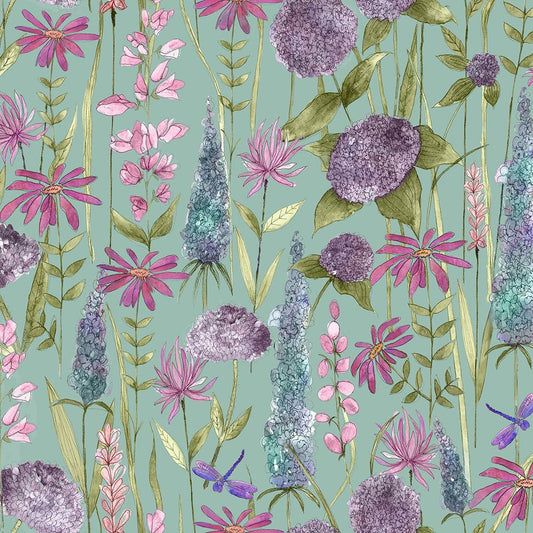 Florabunda Wallpaper - Verde - Voyage Maison - FLORABU/WPO/VER - Premier Wallcovering