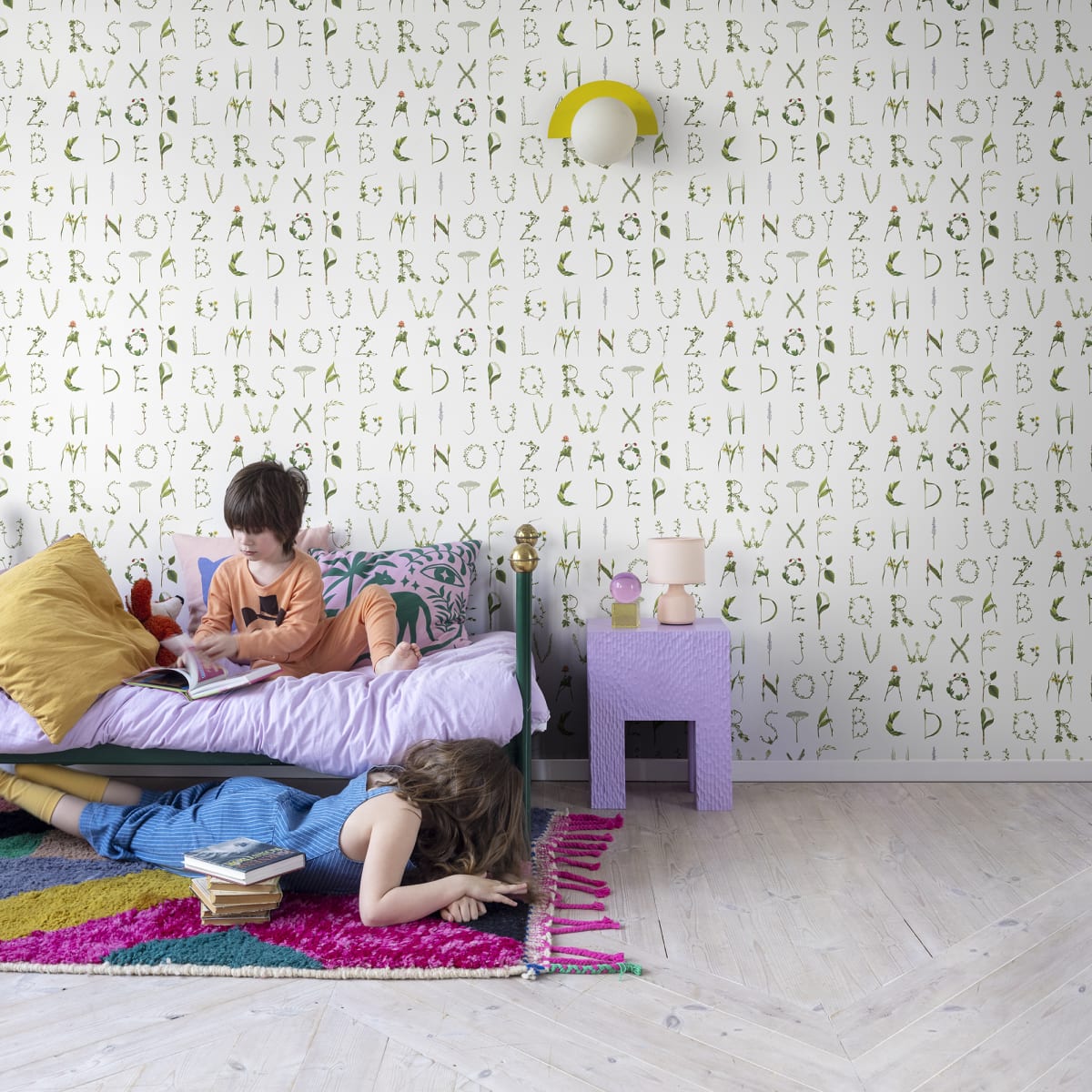 Floral Alphabet Mini Wallpaper - Swedish - Rebel Walls - R18535 - Premier Wallcovering