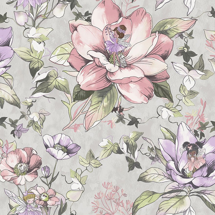 Floral Fairies Wallpaper - Grey - Holden Décor - 13212 - Premier Wallcovering