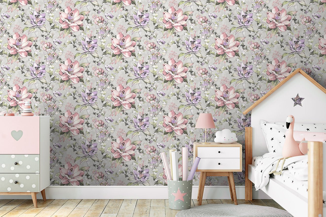 Floral Fairies Wallpaper - Grey - Holden Décor - 13212 - Premier Wallcovering
