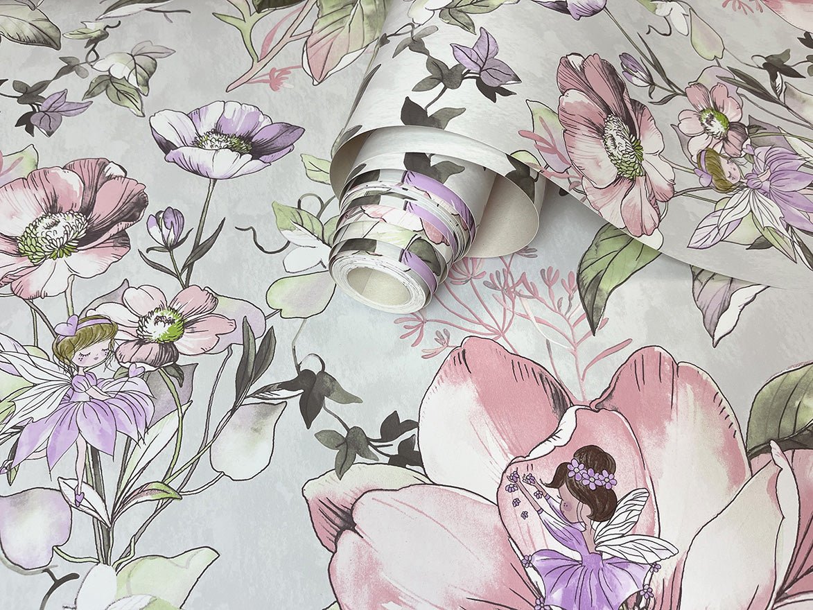 Floral Fairies Wallpaper - Grey - Holden Décor - 13212 - Premier Wallcovering