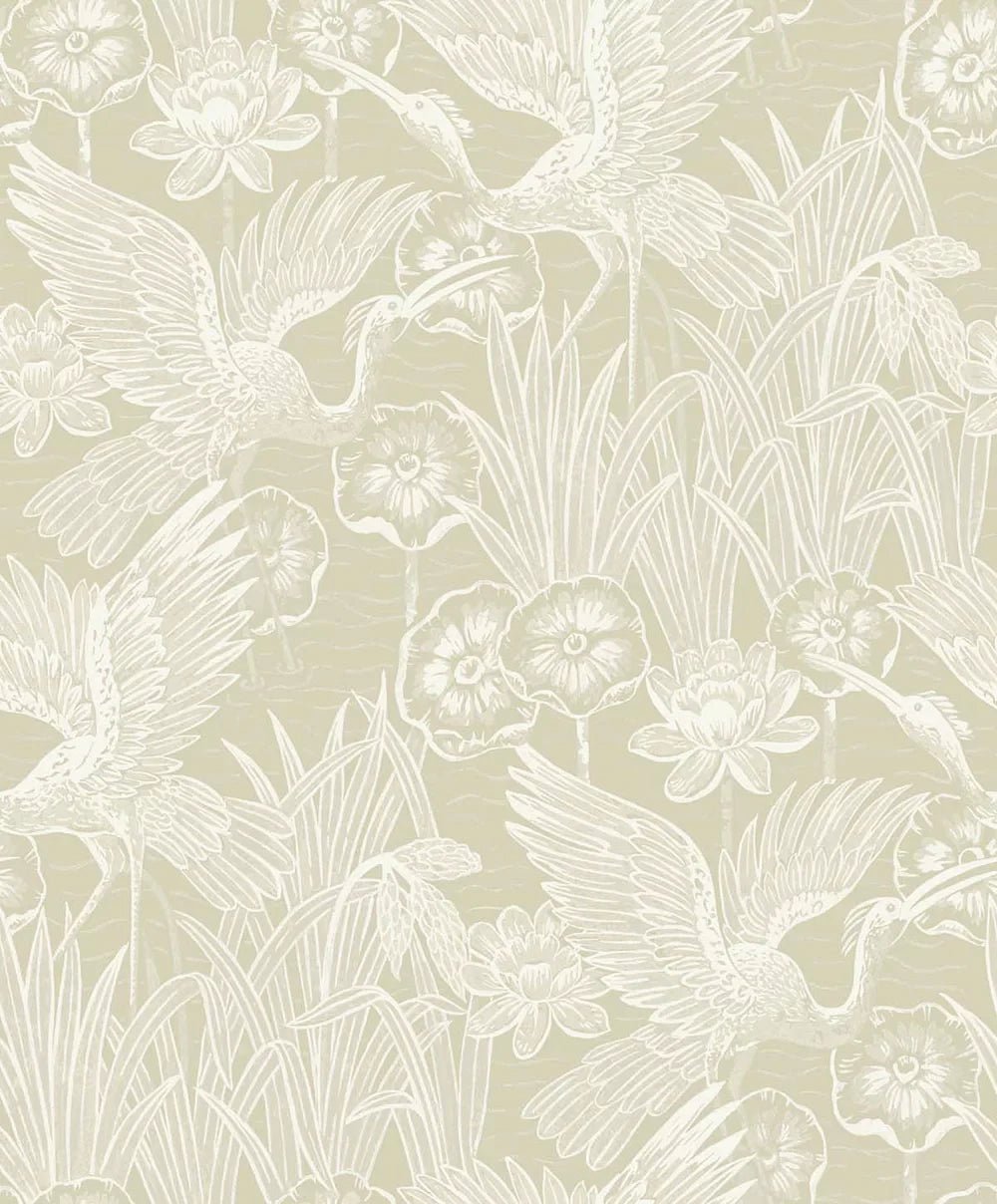Floral Heron Wallpaper - Sand - NextWall - NW54505 - Premier Wallcovering