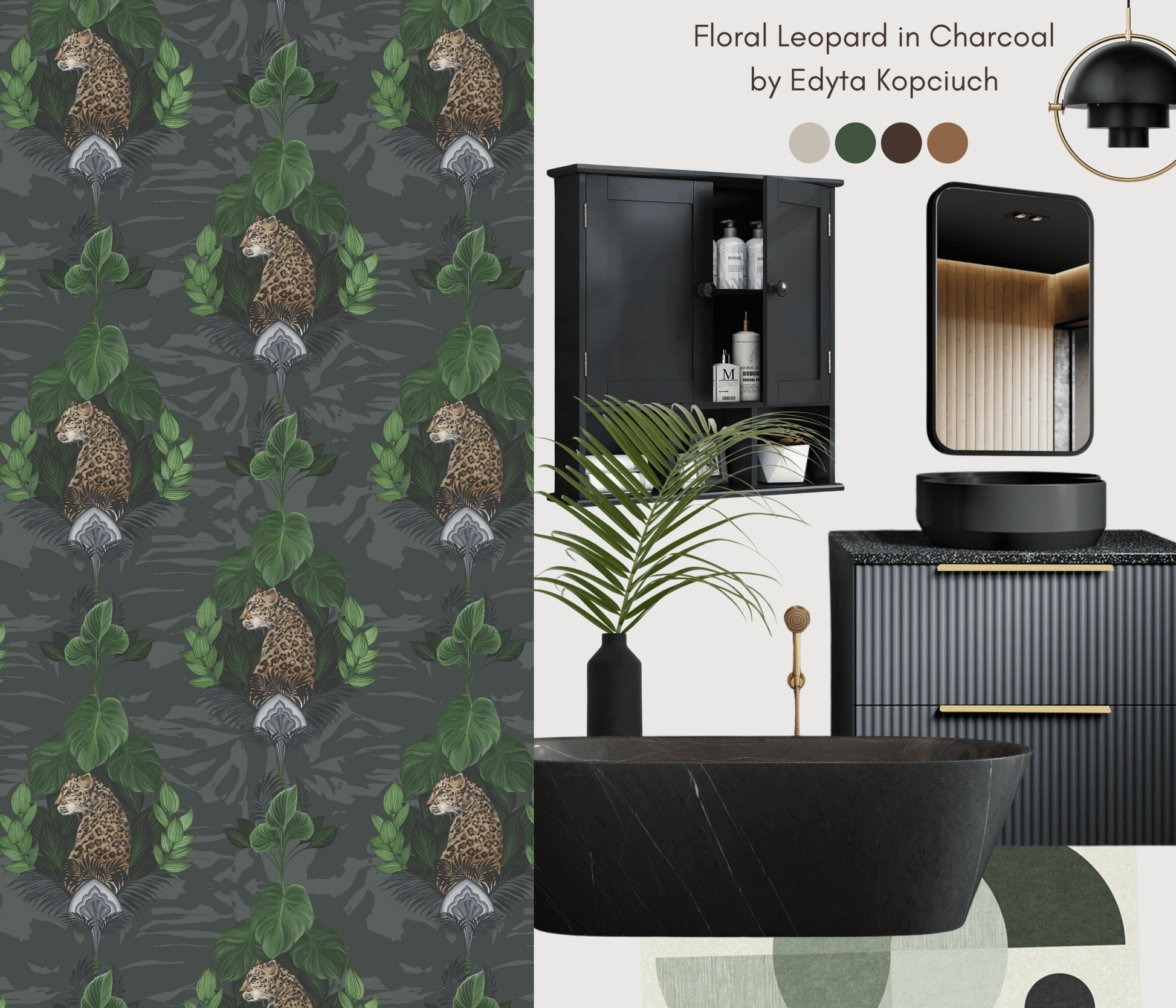 Floral Leopard Wallpaper - Charcoal - The Graduate Collection - EK01LEOPARDCHARCOAL - Premier Wallcovering
