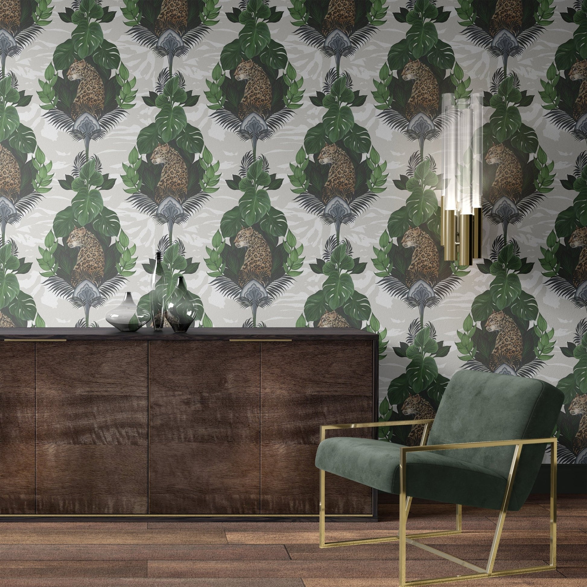 Floral Leopard Wallpaper - Cream - The Graduate Collection - EK01LEOPARDCREAM - Premier Wallcovering