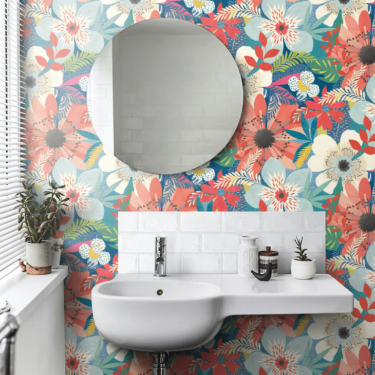 Floral Riot Wallpaper - Indigo - Ohpopsi - CEP50104W - Premier Wallcovering