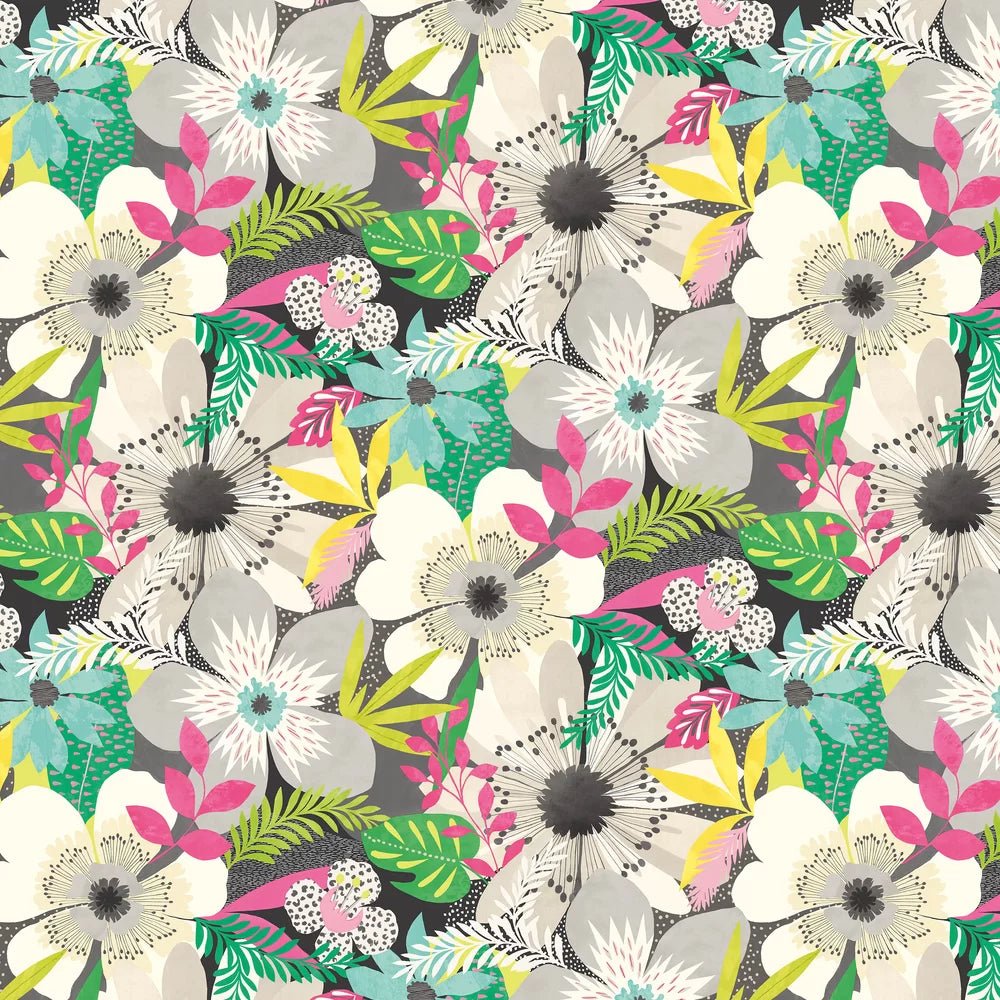 Floral Riot Wallpaper - Chalk & Carbon - Ohpopsi - CEP50101W - Premier Wallcovering