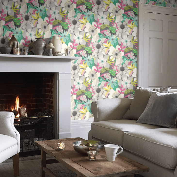 Floral Riot Wallpaper - Chalk & Carbon - Ohpopsi - CEP50101W - Premier Wallcovering