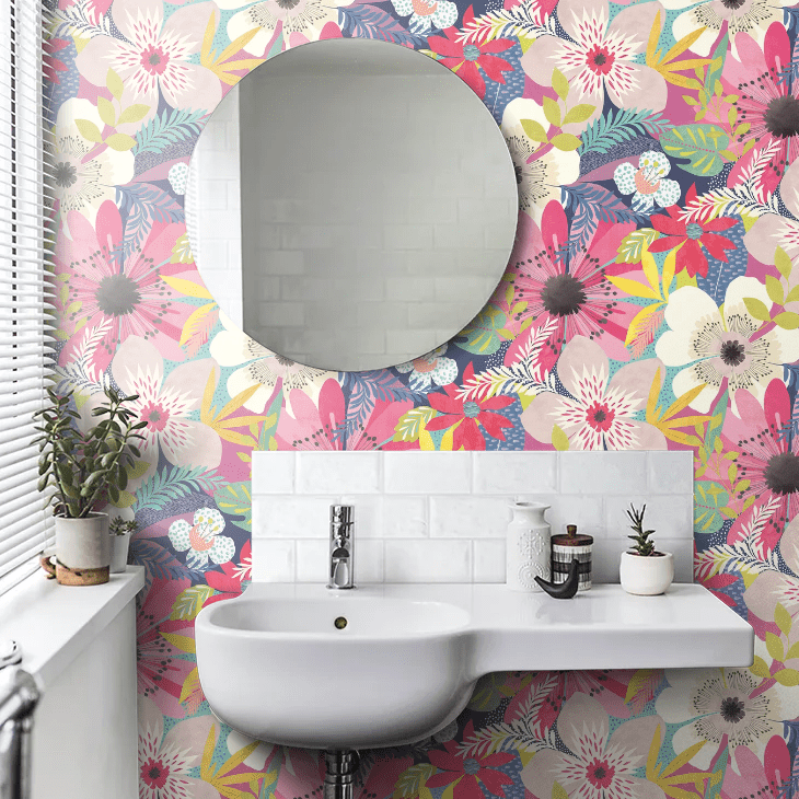 Floral Riot Wallpaper - Raspberry - Ohpopsi - CEP50106W - Premier Wallcovering