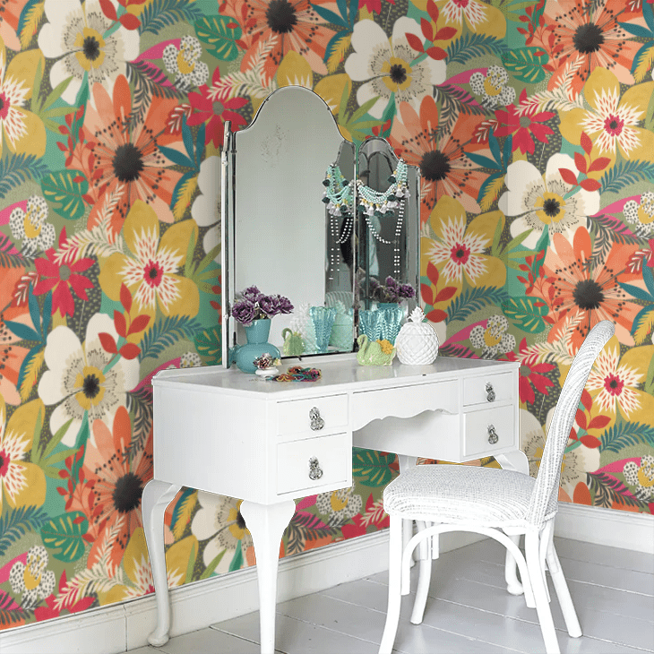 Floral Riot Wallpaper - Olive - Ohpopsi - CEP50105W - Premier Wallcovering
