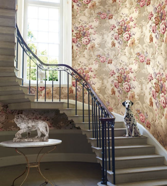 Floral Rococo Wallpaper - Blue - Mulberry Home - FG103/H101 - Premier Wallcovering