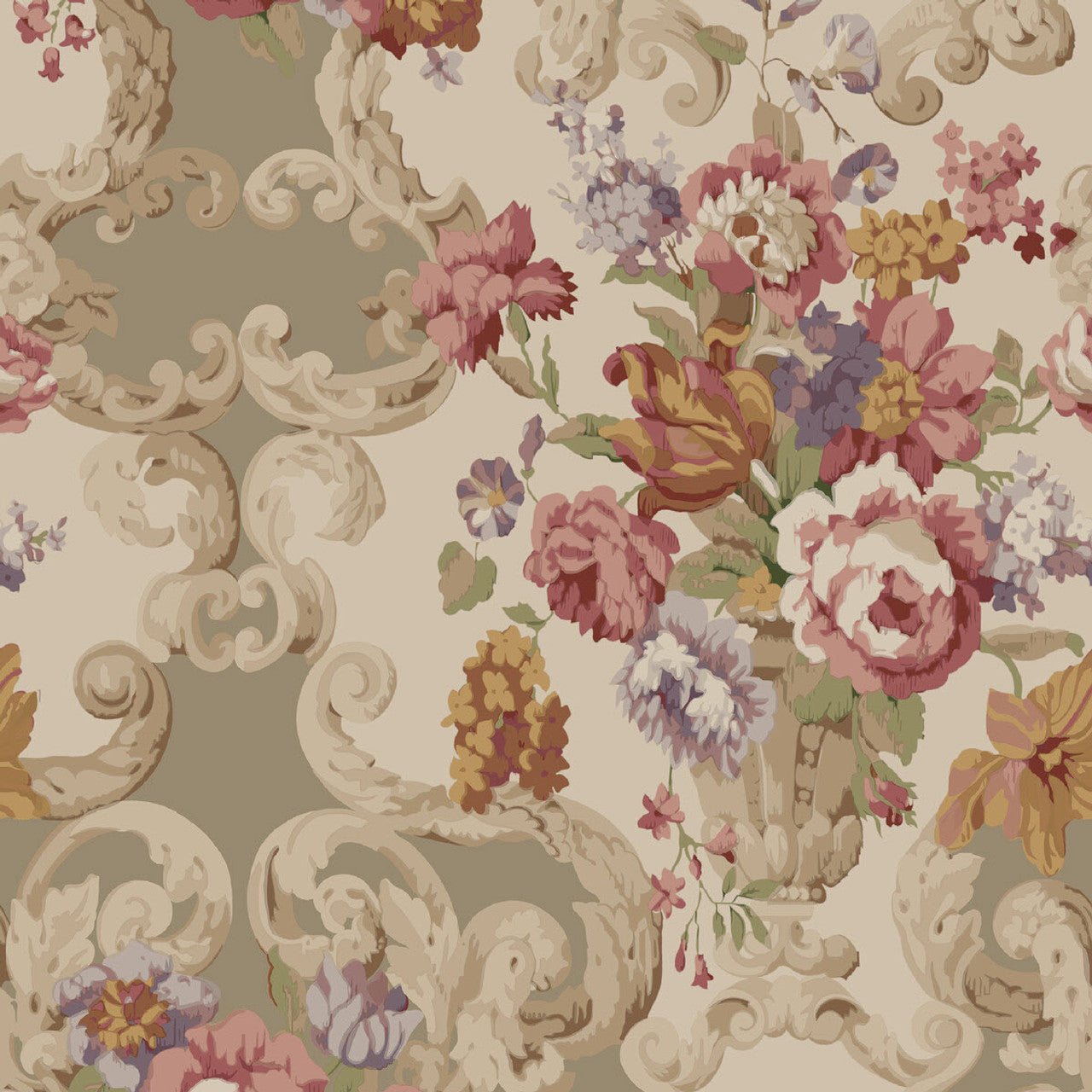 Floral Rococo Wallpaper - Red / Plum - Mulberry Home - FG103/V54 - Premier Wallcovering