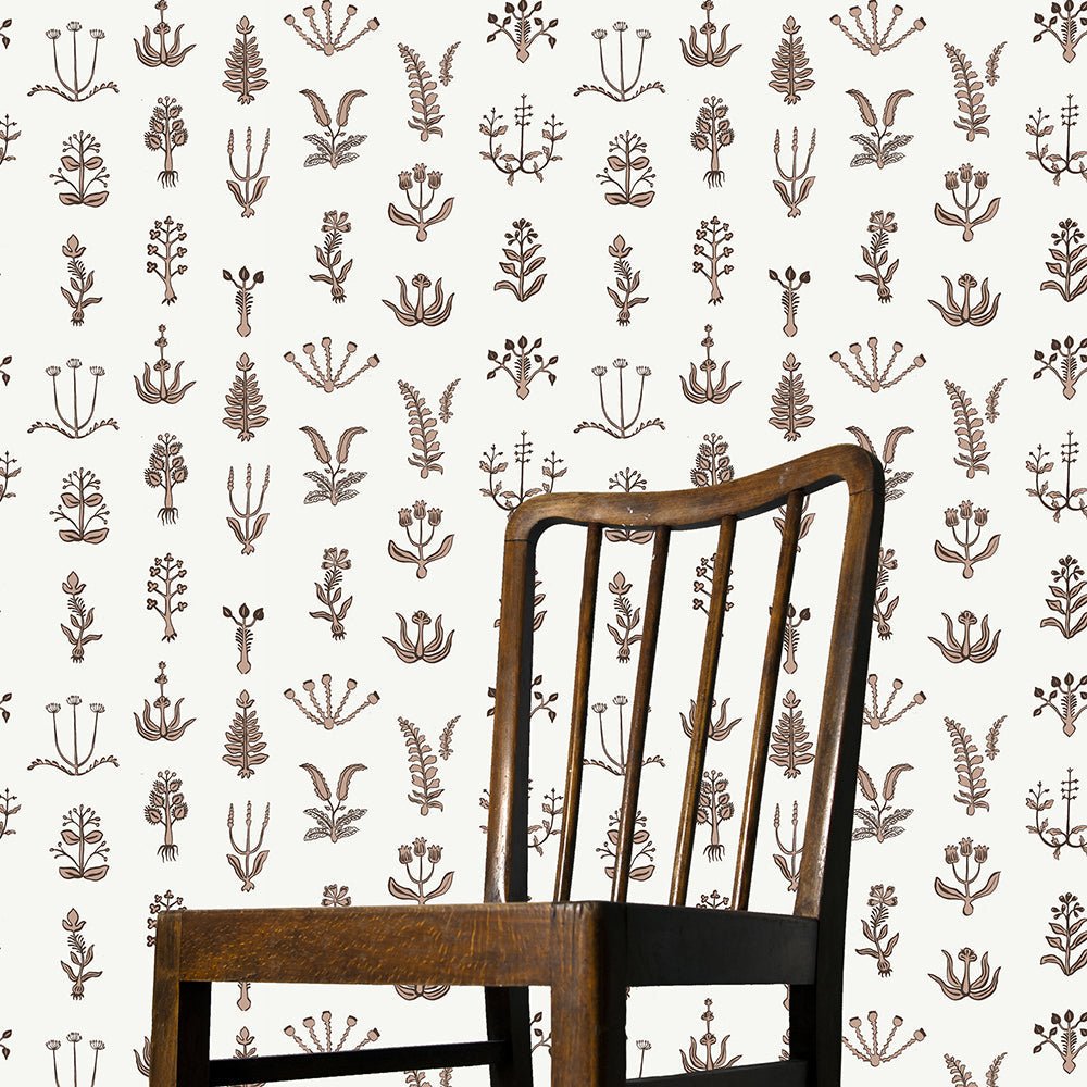 Floral Spot Wallpaper - Ham Pink - Chimney - Ceiling White - Josephine Munsey - FLO-012-023-042 - Premier Wallcovering