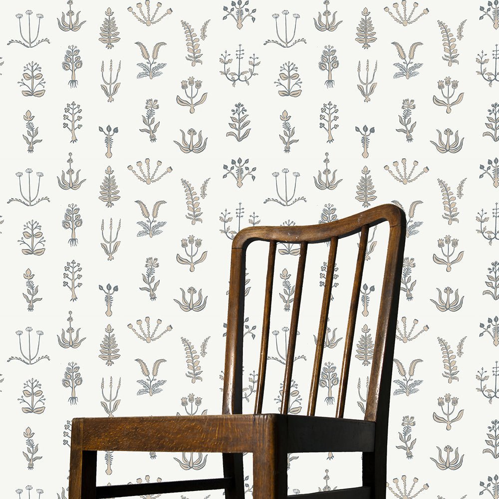 Floral Spot Wallpaper - Bude Blue - Cromwell Stone - Hilles White - Josephine Munsey - FLO-024-027-037 - Premier Wallcovering