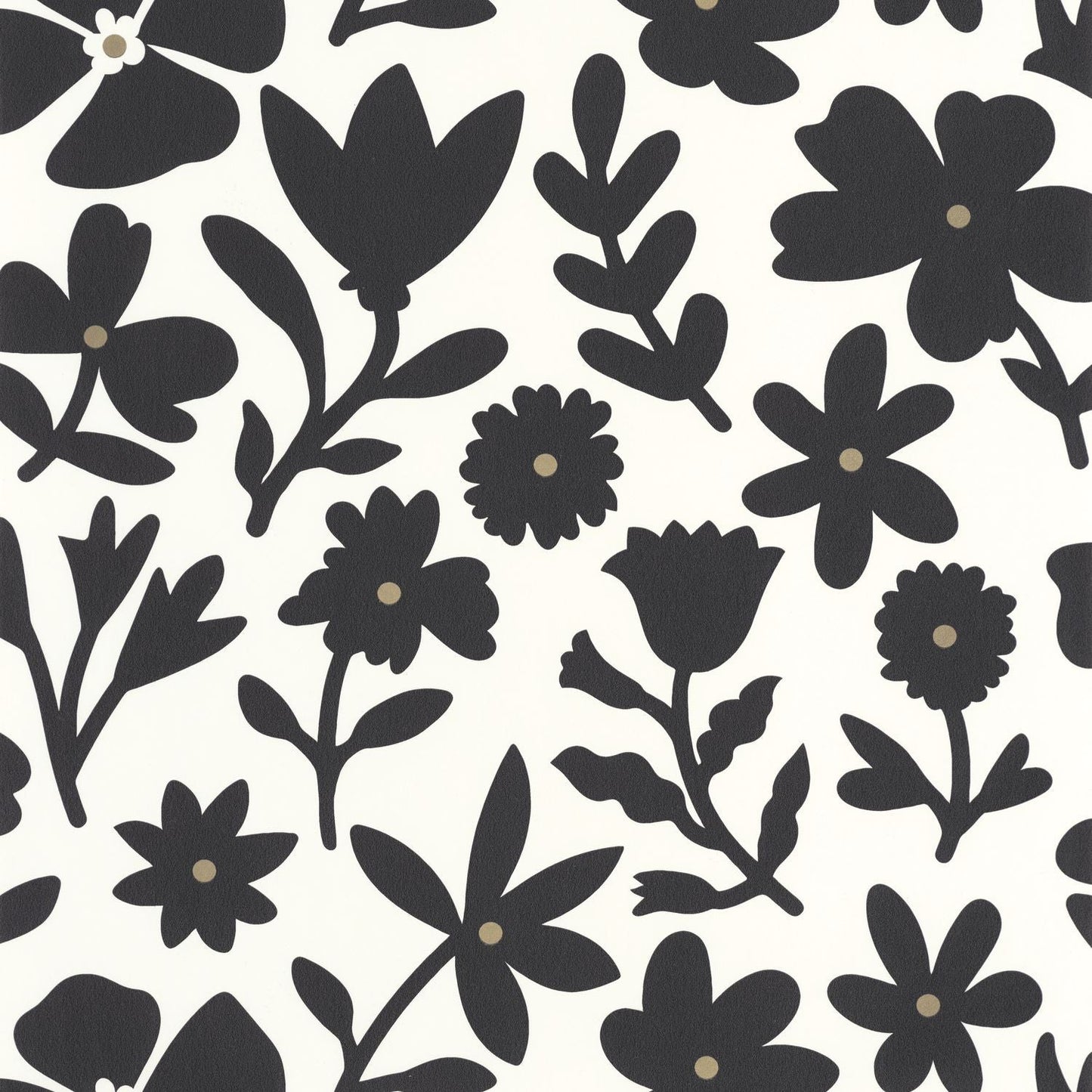 Floralie Wallpaper - Blanc Noir - Caselio - 104340914 - Premier Wallcovering