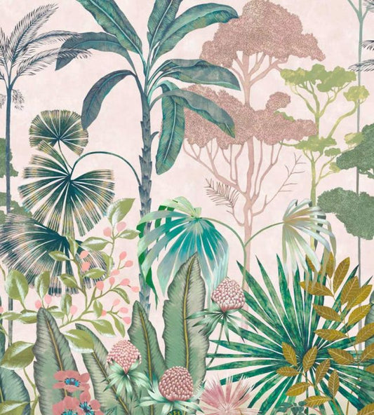 Floreana Wallpaper - Bleached Coral/Succulent/Fig Leaf - HTEW112777 - Harlequin - Premier Wallcovering