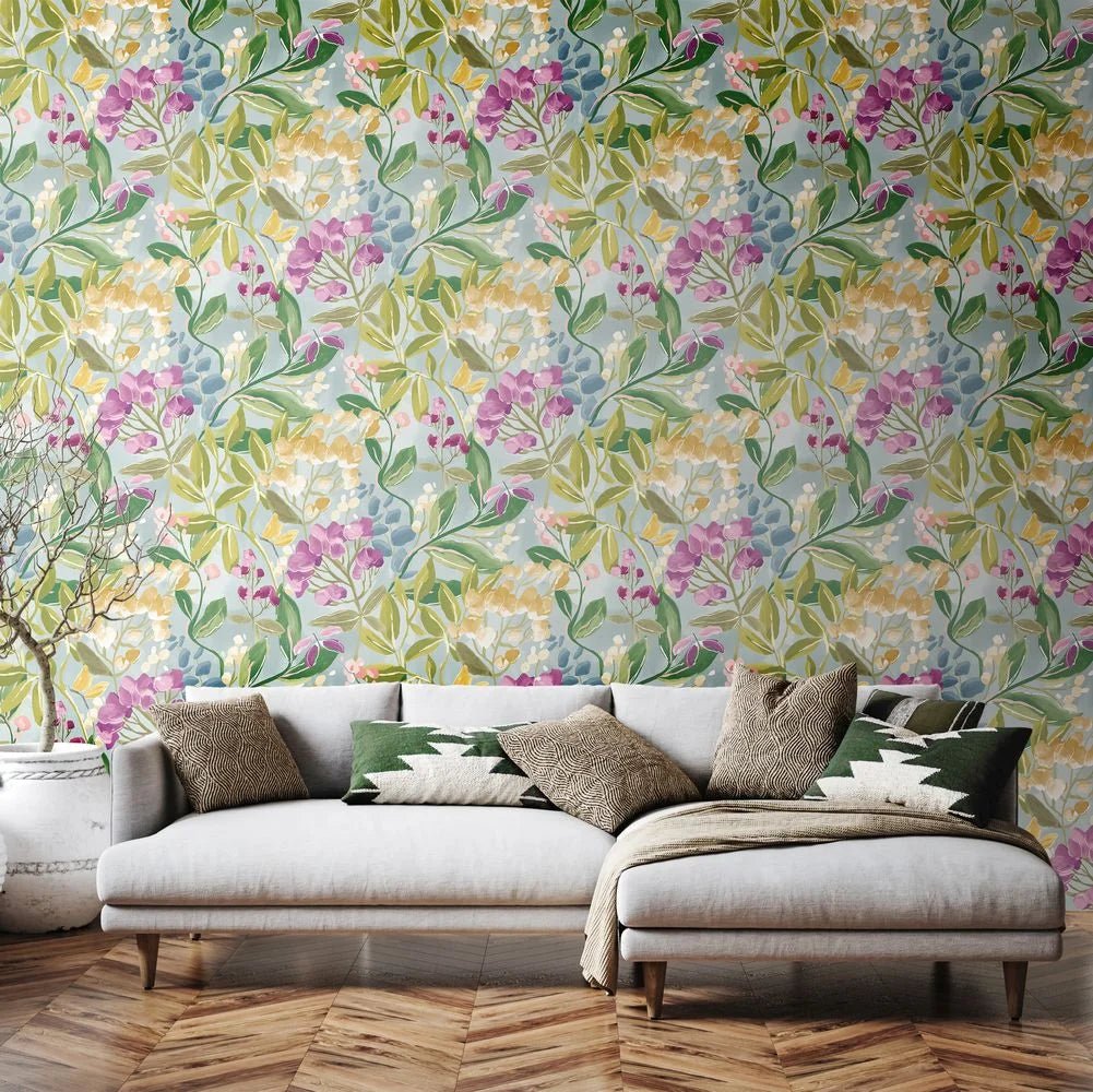 Florence Wallpaper - Petrol & Amethyst - Ohpopsi - RON50103W - Premier Wallcovering