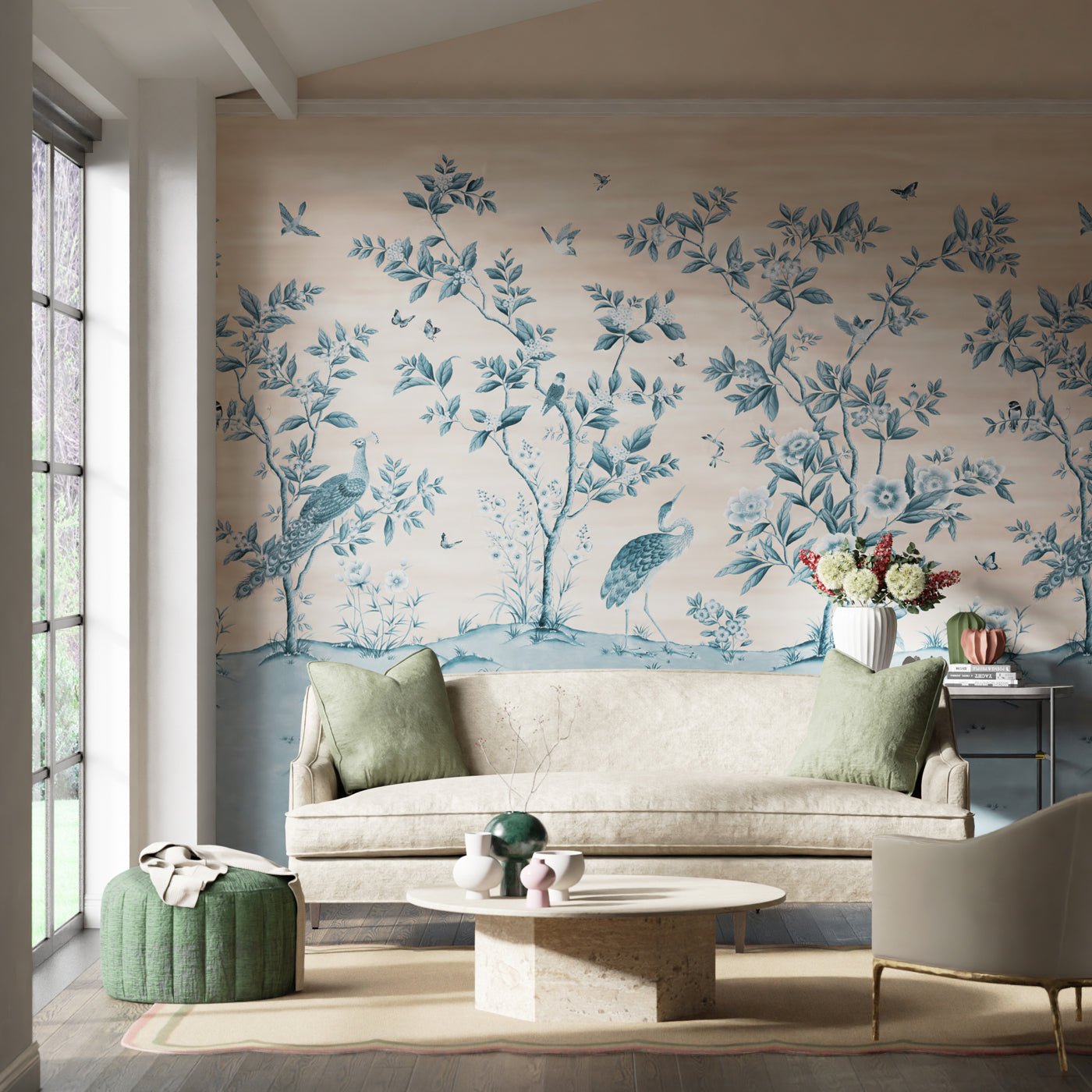 Florence Wallpaper - Powder/ China Blue - HDHW112890 - Harlequin - Premier Wallcovering