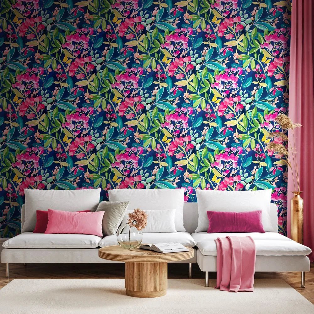 Florence Wallpaper - Ink & Fushcia - Ohpopsi - RON50101W - Premier Wallcovering