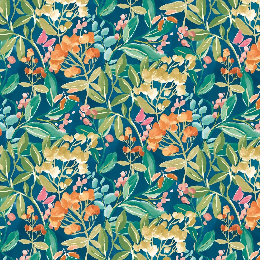 Florence Wallpaper - Indigo - Ohpopsi - RON50105W - Premier Wallcovering