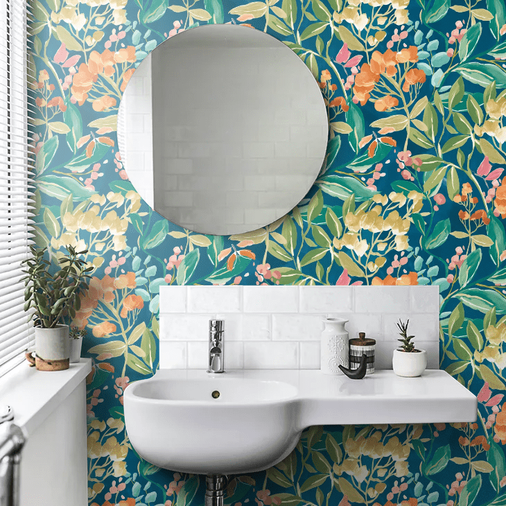 Florence Wallpaper - Indigo - Ohpopsi - RON50105W - Premier Wallcovering