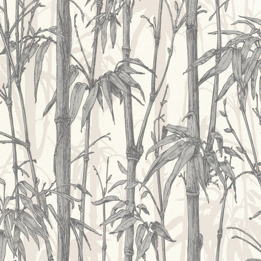 Florentine III Bamboo Wallpaper - Grey - Rasch - 484830 - Premier Wallcovering