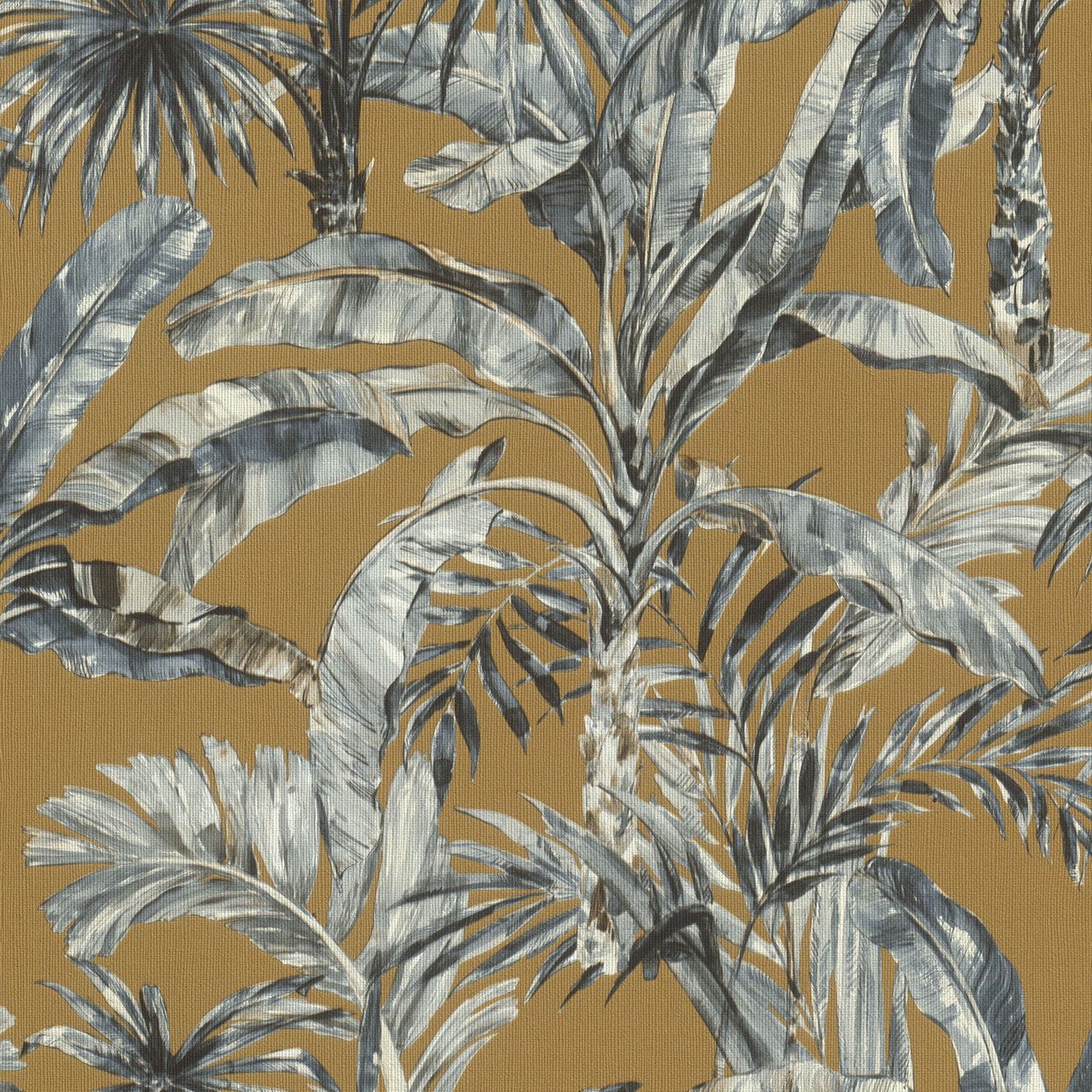 Florentine Jungle Leaves Wallpaper - Grey/Brown - Rasch - 485264 - Premier Wallcovering