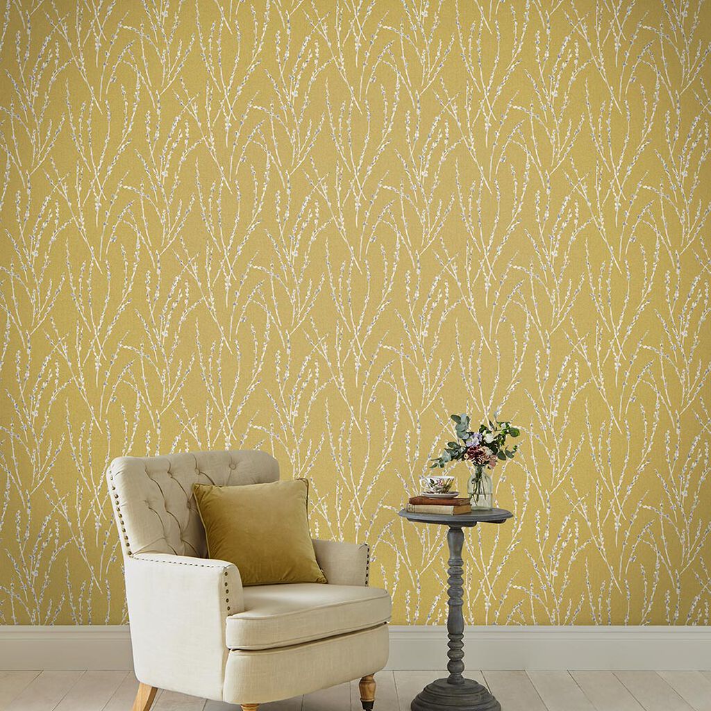 Floret Wallpaper - Mustard - Graham & Brown - 106426 - Premier Wallcovering