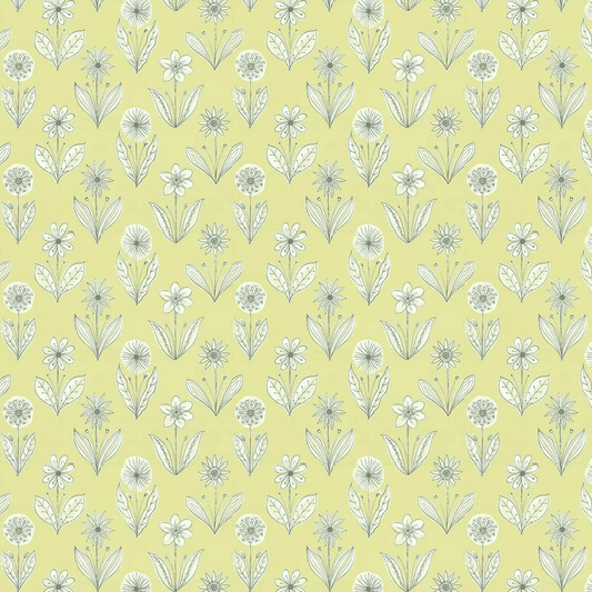 Florette Acid Drop Wallpaper - Black / White / Lime - Little Greene - 0271FLACIDD - Premier Wallcovering