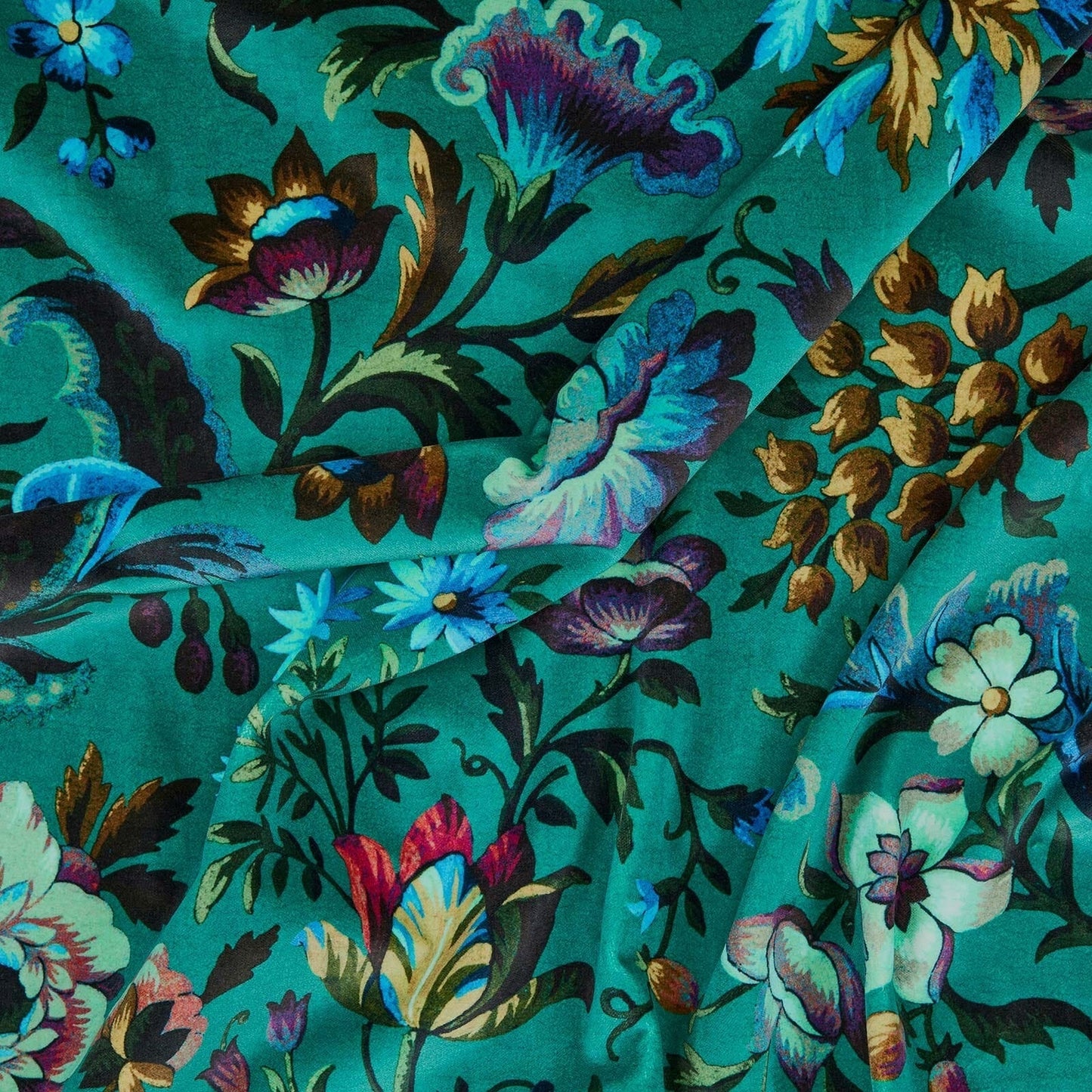 Florika Velvet Fabric -  Petrol - House of Hackney - 1-FA-FLO-VE-PET-XXX-XXX - Premier Wallcovering