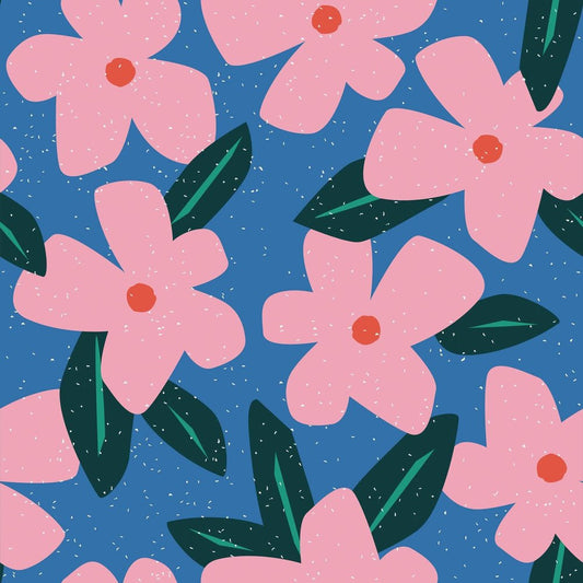 Flower Bomb Wallpaper - Cobalt Blue & Pink - Lust Home - LH900273 - Premier Wallcovering