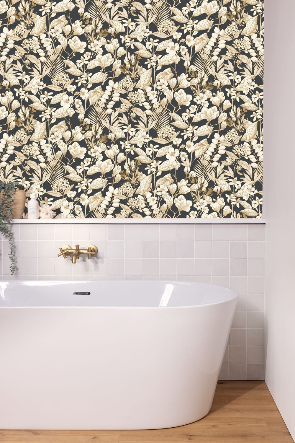 Flower May Wallpaper - Noir - Caselio - 104389023 - Premier Wallcovering