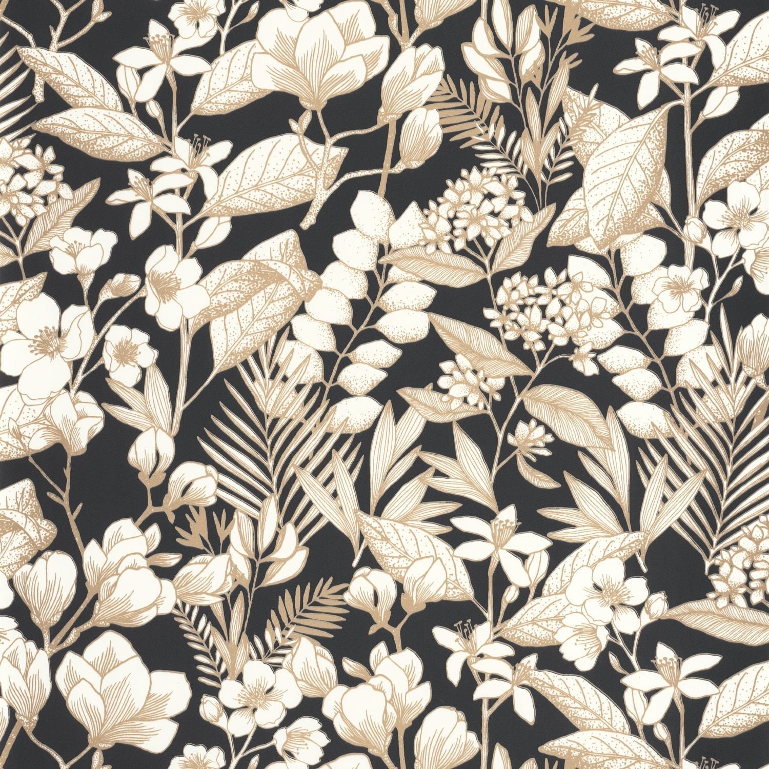 Flower May Wallpaper - Noir - Caselio - 104389023 - Premier Wallcovering