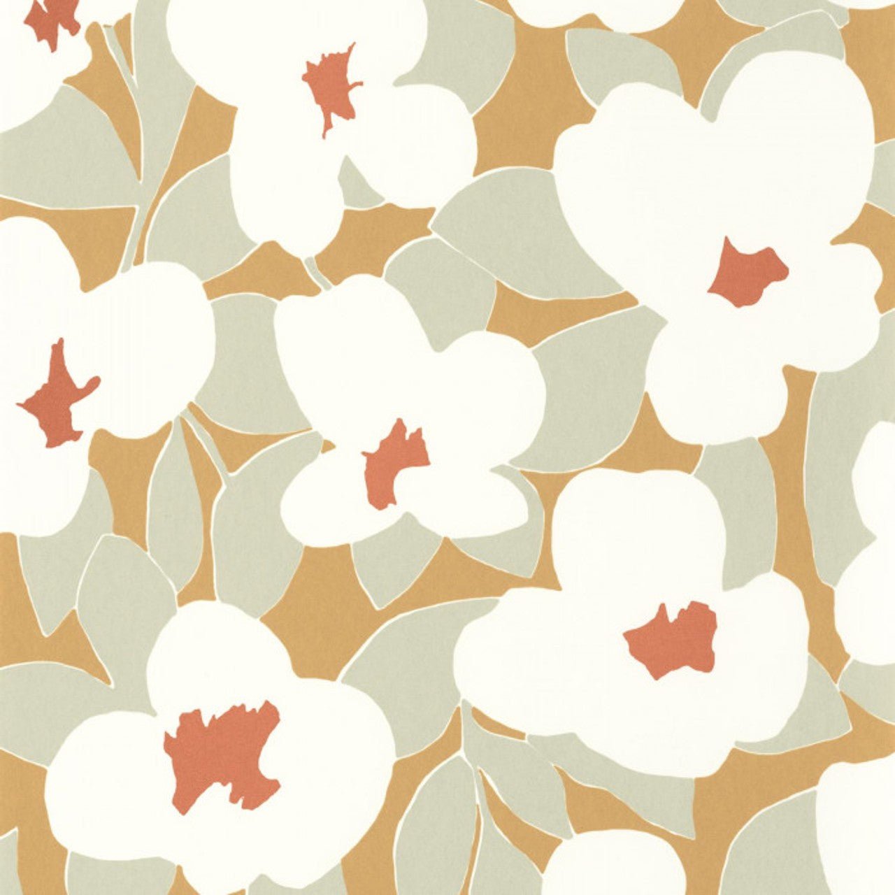 Flower Power Iconic Wallpaper - Jaune D'or - Casadeco - 88392323 - Premier Wallcovering