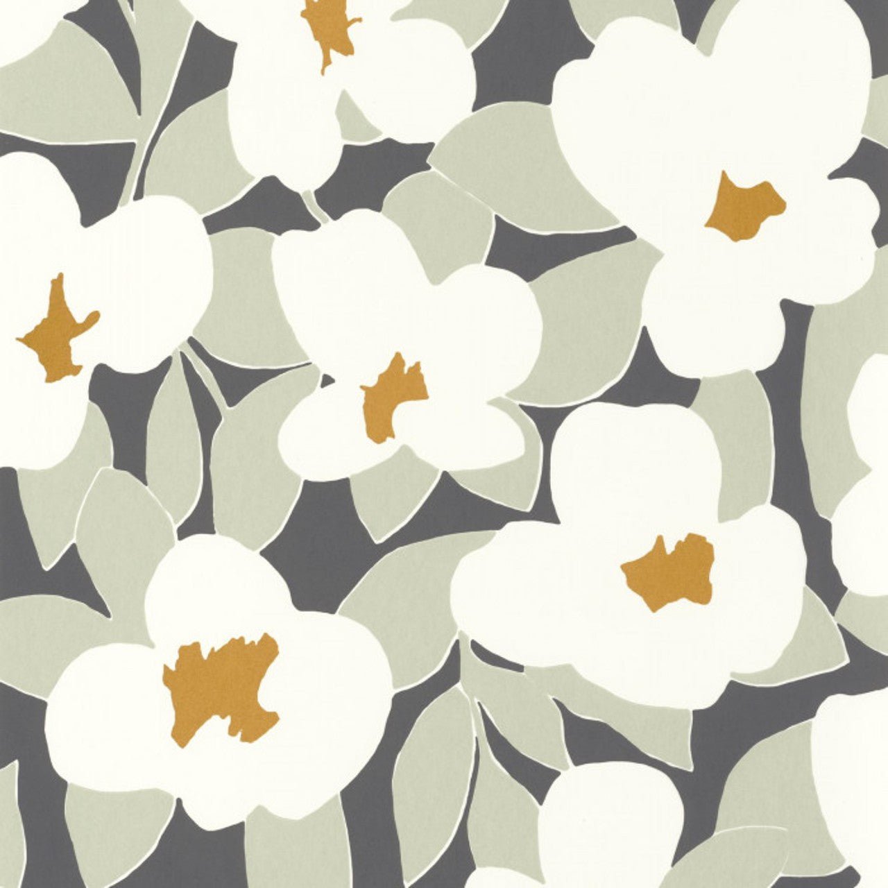 Flower Power Iconic Wallpaper - Charbon - Casadeco - 88399515 - Premier Wallcovering