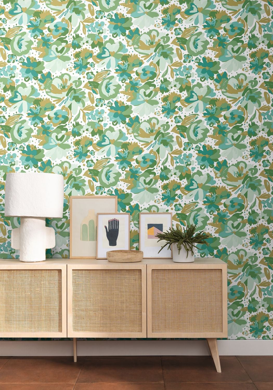 Flower Power July Wallpaper - Vert Emeraude - Caselio - 101877175 - Premier Wallcovering