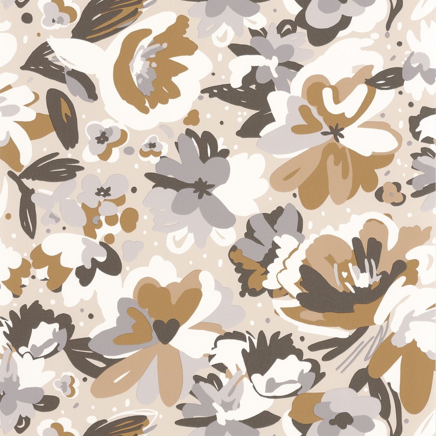Flower Power July Wallpaper - Beige Gris - Caselio - 101871090 - Premier Wallcovering