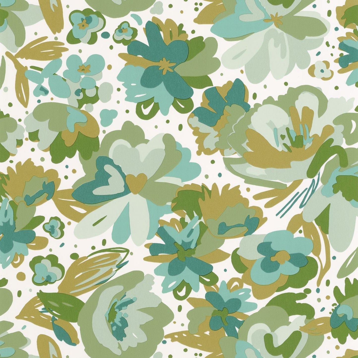 Flower Power July Wallpaper - Vert Emeraude - Caselio - 101877175 - Premier Wallcovering